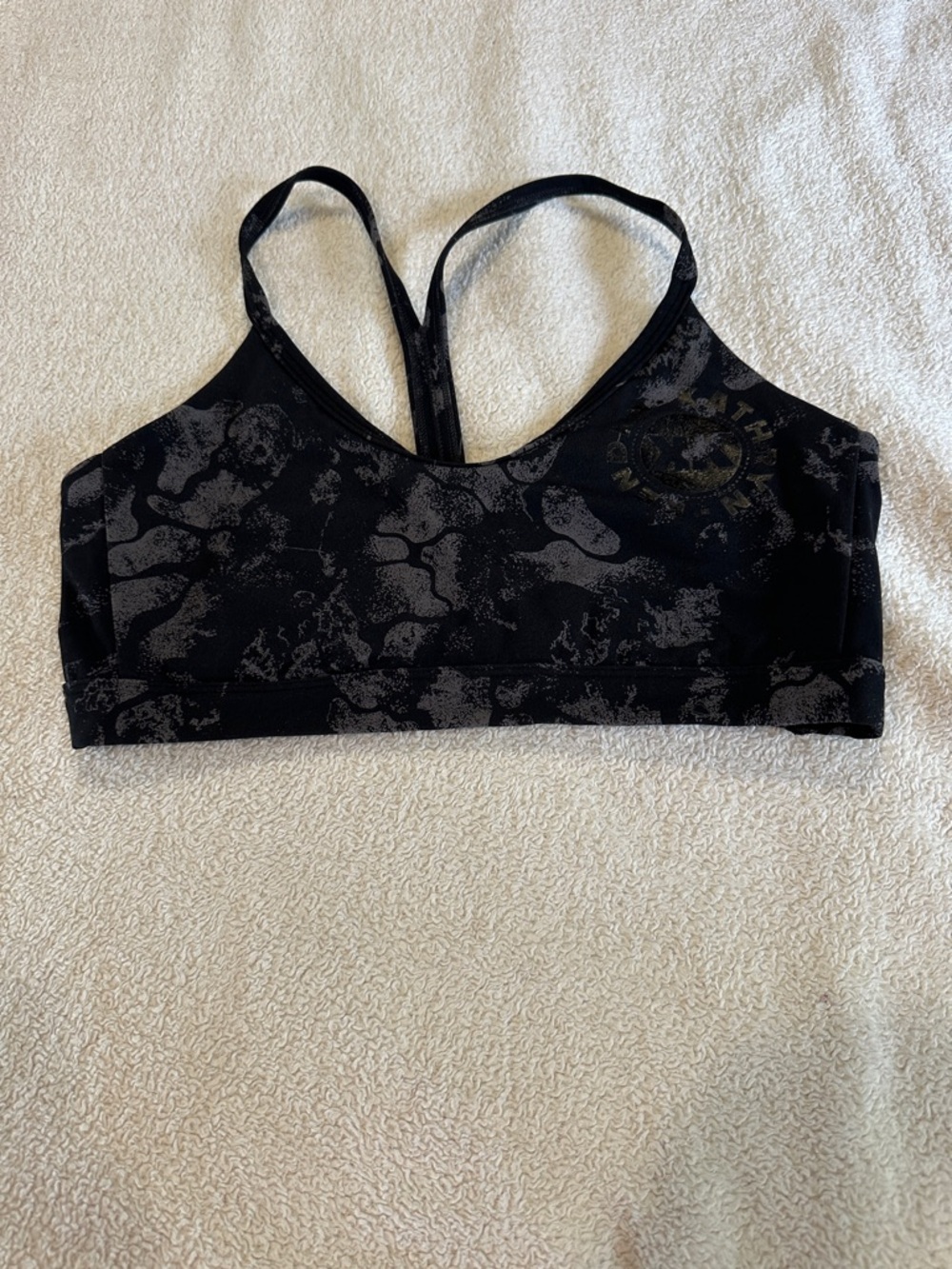 Gym- Black & Gray Patterned Women's Sports Bralette size small ( no size tag )